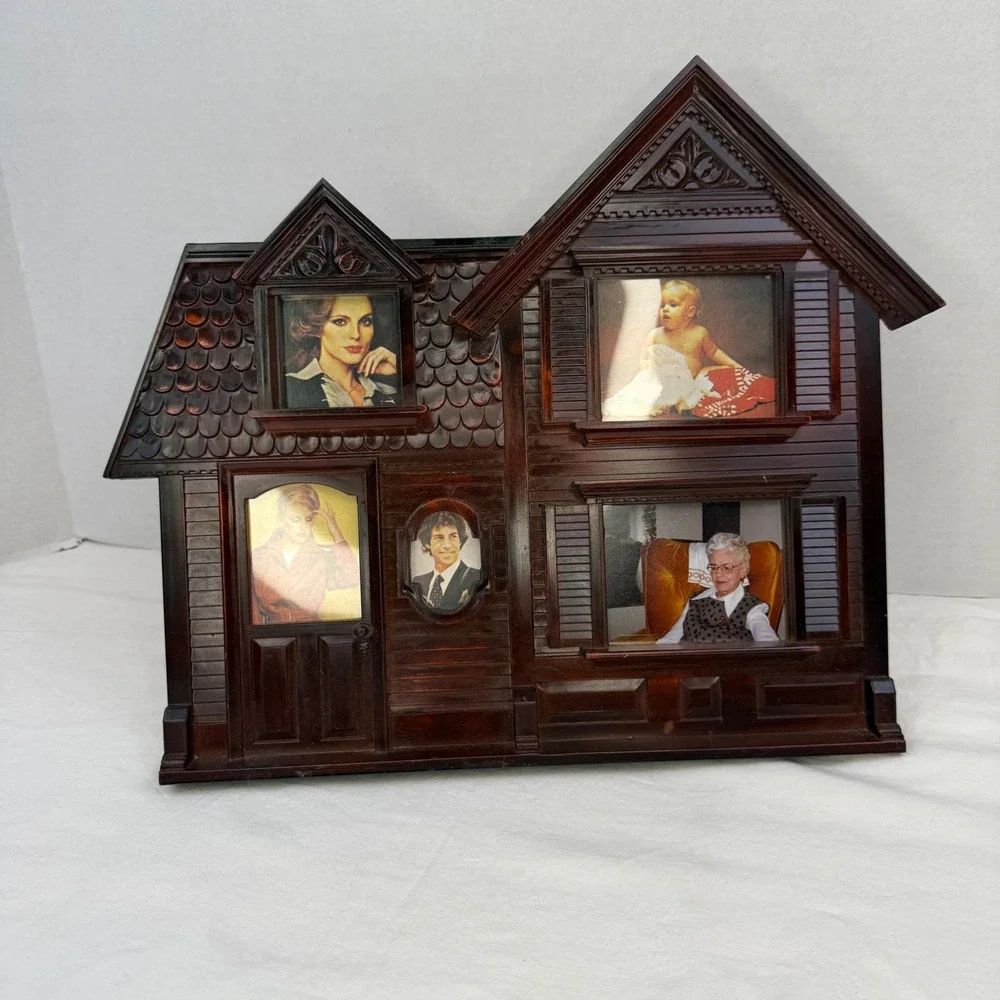 Vintage HL No 102 Victorian House Multi Photo Frame Brown 5 Openings Hong Kong